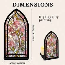 2D Flat Acrylic Painted Glass Powder Rose Bookend - Elegant Acrylic Bookshelf Decor, Designed For Bookshelf, Book Corner Display, Suitable As Reader Housewarming Gift, Book Lover Themed Decoration, Christmas And Valentine's Day Gift - Multi-color - View 4