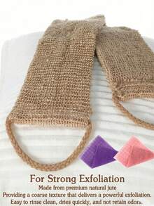 2pcs Natural Exfoliating Set (Exfoliating Strip + Glove), 100% Fiber Back Scrubbing Strip, Natural Exfoliating Back Scrubbing Belt, Unisex Long Bath Sponge, Makes Skin Smoother And Cleaner, Multi-Functional Exfoliating Face Towel - Multicolor - View 5
