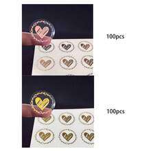100入/包 透明金箔心形自黏食品包裝標籤，密封貼紙，多用途禮品袋與盒子封口貼，適用於派對小禮、婚禮邀請函、食品包裝裝飾與標識 - 100pcs不貼上 - 查看 13