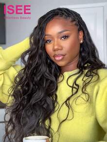 ISEE Body Wave Mermaid Braids Crochet Human Hair 16-24 Inch For Boho Braids Miracle Knots Ready Pre-Separated Time-Saving Design - SNatural - View 2