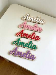 1PC, Customized Name Sign, Double-Layer Material Resistant To Breaking, Personalized Baby Name Photo Prop Decor, Multi-Functional Wall-Mounted Children's Room Decoration, Nursery Decor, Custom Name Sign, Customized Baby Shower Party Decoration, Perfect Gift For Baby Boys And Girls, Room Decor. - Multicolor - View 5