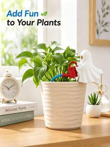 3D Printed Ghost Watering Plant Decor, 3-Piece Halloween Flower Pot Decoration With Realistic Water Flow Effect, 9.06 Inch Fun Indoor Plant Pot Decor, Desktop Ornament, Gift For Plant Lovers - Multicolor - View 2
