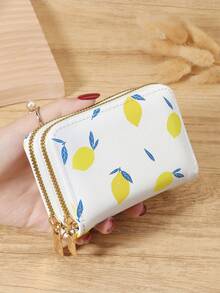 Women's Short Wallet Double Zipper Credit Card Storage Bag, Simple Casual Multi Card Clip, Suitable For Outdoor Travel And Returning To School - White - View 1
