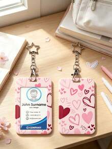 1pc Sweet Cool Heart Medical Print Card Holder, Y2K Millennium Style Star Metal Chain Hard Shell Student Nurse ID Badge Card Holder, Waterproof And Dirt-Resistant, Effectively Prevents Card Bending And Wear, Suitable For Student Commute, Workplace Office, Daily Travel All-Scenario Use, Back To School Season Essential, Gift Option - Rectangle - View 8