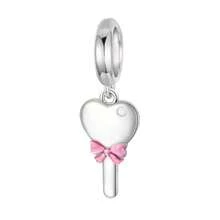 1pc Cute Pink Pendant Silver-Plated Perforated Beads With Flower, Elephant, Rabbit, Rose, Heart, Paw Print Large Hole Beads Bracelet, Handmade Jewelry Making Gift, Suitable For Girls And Women, Can Showcase Charm - Pink - View 27