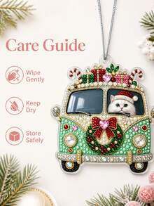 Personalized Custom Photo Christmas Ornament, DIY Cute Cat Sparkling Pearl Design Xmas Tree Hanging Decoration, Customized Picture Holiday Keepsake Gift For Family Christmas Decor - Multicolor - View 6
