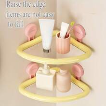 Large Capacity Suction Cup Storage Rack Shower Caddy Minimalist Bathroom Organizer Suitable For Renters And Storage Enthusiasts Perfect For Vanity Bathroom Decor Bathroom Home Dorm Apartment Room Travel Essentials Back To School Bathroom Accessories - Multicolor - View 7