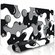 1 pieza Alfombrilla de ratón extra grande, patrón minimalista lindo en blanco y negro, adecuada para escritorio de oficina pequeño, almohadilla de teclado de portátil, tapete de protección de escritorio, base de goma antideslizante, múltiples tamaños disponibles, adecuada para el hogar - Alfombrilla de ratón en contraste blanco, negro y gris - Ver 2