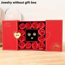 2026 New Red Heart Love Pattern 12 Roses Gift Box, Jewelry Box, Ring Necklace Jewelry Storage Box, Holiday Gift, Proposal Confession Wedding Gift Box, Holiday Party Decoration Gift Box, Essential Gift - Gift Box - View 7