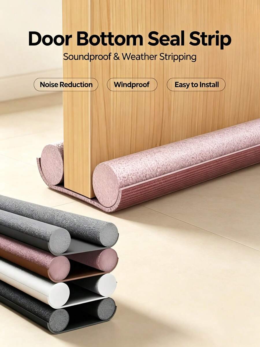 1‑Piece Wind‑, Rain‑, Dust‑ And Insect‑Proof Door Seal Strip‑ Suitable For Bedroom Doors, Sound‑Insulating Fabric Material