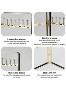 Large Capacity Jewelry Organizer Stand, Foldable Gold Metal Earring Holder With Necklace Hooks, Jewelry Display Rack For Dresser And Vanity - Multicolor - View 9