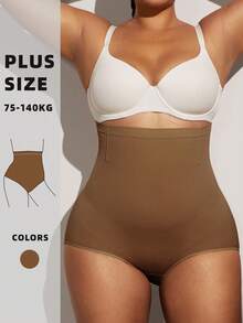 1pc Women High Waist Seamless Shapewear, Strong Tummy Control And Butt Lift, Plus Size - Coffee Brown - View 8