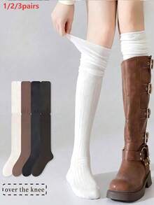 1/2/3 Pairs Women's Over-The-Knee Socks, Summer Long Over-The-Knee Socks, Spring/Autumn Thin High-Tube Socks, Non-Slip And Anti-Drop, Suitable For Matching With Long Boots Or JK Skirts, Perfect For Y2K Style Outfits - Multicolor - View 9