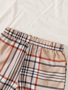 BrownBark 2 件套年轻男孩时尚格子纹理 Polo 衫和格子短裤套装，夏季休闲和校园装 - 黑色 - 查看 7