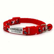 Custom Engraved Pet ID Collar With Bell - Cute Cartoon Kitten Design, Adjustable Polyester Strap For Dogs & Cats, Includes Personalized Name Tag With Owner's Phone Number - Durable Anti-Lost Accessory, Perfect Gift For Pets - Multicolor - View 16