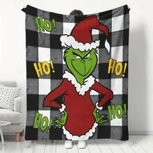 The Grinch Soft & Comfortable 1pc All-Over Print Modern Flannel Christmas Nap Blanket - Christmas Tree - Polyester Nap Blanket - Digital Printing Technology, Suitable For Sofa, Bed, Travel, Office Home Decor - Multicolor - View 5