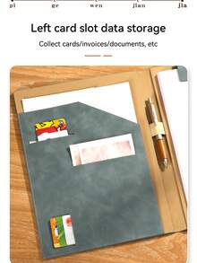 1pc PU Leather Business Portfolio, With Magnetic Clipboard And Multiple Pockets, Professional A4 Document Organizer, Suitable For Office And Meetings,Back To School - Single Piece - View 8