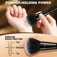 35/18pcs Including Gifts,Makeup Brushes Complete Kit With Makeup Sponges, Powder Puffs, Brush Cleaning Mat And Bonus Eyelash Curler, Soft Cosmetic Brushes For Foundation Powder Blush Eyeshadow Concealer, Beauty Tool Set For Daily Application - Black - View 3