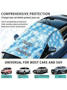 1pc Custom Windshield Cover With Your Photo/ Logo, Durable Fabric Polyester Material, Universal Fit For All Vehicles, Winter Snow Frost Shield, Flexible Design, Easy To Install For Winter Automotive Use - Universal - View 8