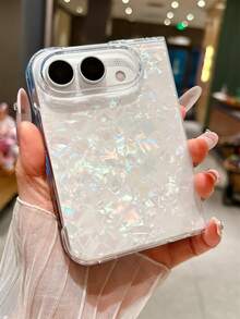 Luxury Laser Shell Texture Fold Phone Case Compatible With IPhone 18 Ultra Stylish Simple Anti-Drop Protective Back Cover - White - View 3