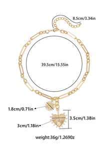 1pc Elegant Sun Heart Charms Necklace For Women,Chunky Paperclip Chain Hip Hop Neutral Jewelry For Wedding/Valentin's Day/Mother's Day/Anniversary - Zirconia Heart Necklace - View 4