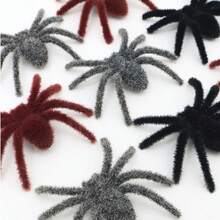 10PCS Halloween Flocked Spider Scary Realistic Fuzzy Fake Spider Haunted House Props Bar Decoration, Halloween Party Decoration Supplies - Flocked Spider - View 11