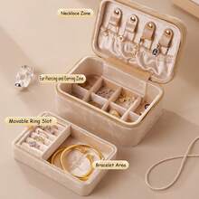 2pcs Jewelry Storage Box, Made Of High-Quality Velvet Fabric, Travel Jewelry Box, With Multiple Compartments And A Compact Size, Suitable For Both Home Storage And Outdoor Travel. It Can Store Rings, Earrings, Necklaces, And Is Perfect As A Gift - Multicolor - View 3