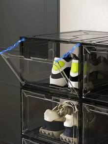 1pc 6-Sided Fully Rigid Transparent Plastic Shoe Storage Box, Anti-Oxidation Display Box For Sneakers, Home Use - Clear Shoe Box - View 2