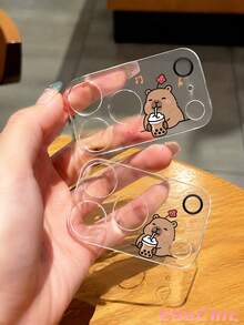 1‑Pack Cute Capybara Pattern Tempered Glass Lens Protector, Compatible With 17 Pro/17 Pro Max, 18 Pro/18 Pro Max Full‑Series Models. Full‑Coverage Rear Camera Protection, Scratch‑Resistant And Wear‑Resistant, Easy To Install. - Clear - View 1