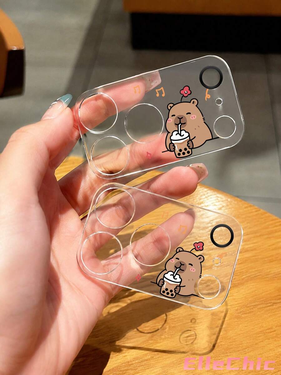 1‑Pack Cute Capybara Pattern Tempered Glass Lens Protector, Compatible With 17 Pro/17 Pro Max, 18 Pro/18 Pro Max Full‑Series Models. Full‑Coverage Rear Camera Protection, Scratch‑Resistant And Wear‑Resistant, Easy To Install. - Clear - View 1