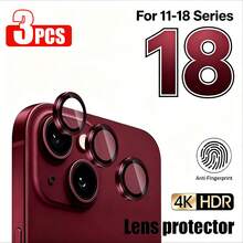 Yezodawee 耐刮超清晰鋼化玻璃相機鏡頭保護膜，適用 16 6.1"、16 Plus 6.7"，9H 鋼化玻璃金屬環蓋，高清晰透明，相容 iPhone 17 Pro Max/17 Pro/17 Air/17/15 Pro Max/14 Plus/13/12/11/15 Pro/15 Plus/14 Pro，完美貼合、耐刮耐用，可搭配手機殼使用（3入/包） - 3件 - 查看 6