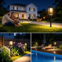 6 Pack Solar Pathway Lights Outdoor, Warm White LED Solar Garden Stake Lights, Solar Pathway Lights For Garden, Yard, Driveway & Patio - Quadratischer Wolframdraht - Übersicht 8