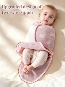 1pc Fun Print Theme Newborn Swaddle Blanket, Bottom With Dual-Way Zipper Design For Easy Diaper Change, Mixed Color, Soft Skin-Friendly Fabric, Machine Washable, Christmas/Easter/Thanksgiving/Halloween Gift For Baby - Multicolor - View 4