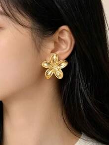 16pcs Women's Fashion Personalized Gold Metallic Earrings Set, CCB Material, Fade-Resistant, Hypoallergenic, Suitable For Daily Wear, Vacation, Birthday Gift - Gold - View 9