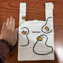 50pcs White Duck Plastic Bags, Disposable Plastic Bags, Gift Packaging Bags, Thickened Shopping Tote Bags, Plastic Packaging Bags, Multi-Scenario Use - View 10
