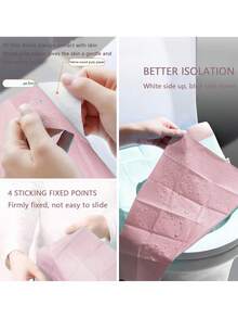 10pcs Pink Disposable Toilet Seat Covers, 10pcs Per Pack, Total 1Pack, Convenient To Carry, Wide And Extended - Virgin Pulp And PE Film Material, Adhesive Backing For Firm Adhesion, Essential Travel Accessory, Suitable For Public Restrooms - Pink - View 6