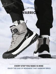 Warrior Comfortable Street Style Snow Boots For Men Autumn And Winter Comfortable Running All-Day Wear Training Sneakers Warm Fleece-Lined Sneakers - Gray/Black - View 4