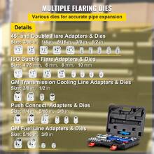 Hydraulic Flaring Tool Kit, 45° Double Flaring Tool, Brake Repair Brake Flaring Tools For 3/16"-1/2", Brake Flare Tool With Tube Cutter And Deburrer, 32 PCS Tube Flaring Tools For Copper Lines - For 3/16"-1/2" - View 3
