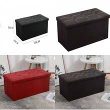 Folding Storage Ottoman Cushion Bench Seat Toy Box 76cm - GB036 - View 2