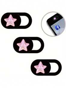 3pcs Pink Star Webcam Slider Covers, Phone Privacy Stickers - Suitable For Laptops, Desktops, Computers, Smartphones, Protect Your Privacy And Security, Strong Adhesive Self-Adhesive Privacy Stickers, Phone Accessories, Gift For Friends - Pink Stars - View 1