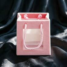 3pcs/1pc Elegant Pink Flocked Ring Box With Transparent Window, Portable Handheld Jewelry Box Suitable For Travel, Fashionable Packaging For Graduation Gifts And Special Occasions - Multicolor - View 4