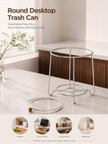 2/1pc Stainless Steel Desktop Trash Can, Mini Trash Can, Kitchen Trash Can, Office Desk Trash Can, Desktop Decor, Used For Storing Fruit Peels And Paper Scraps, Keep Desktop Clean, Suitable For Bathroom, Kitchen, Bedroom, Home, Office Desk, Coffee Table, Office, Living Room, Study, Durable, Christmas, Halloween - Desktop Version - View 2