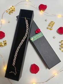 1pc Minimalist Heart Bracelet, Versatile Daily Wear, Personalized Valentine's Day Birthday Gift, Party Accessory, Gift Box Included - Gold - View 2
