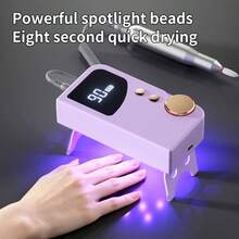 2-In-1 Portable Electric Nail File & UV LED Lamp Station, 40 Speeds Rechargeable E-File Machine Kit With LCD Display, Professional Cordless Manicure Set For Acrylic Gel Polish Removal - Multicolor - View 9