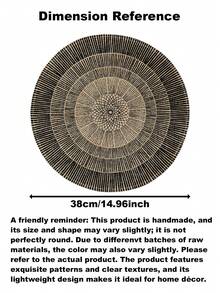 1/2/4/6/8pcs Bohemian Style Mandala Pattern Round Linen Placemats, Heat Insulation, Anti-Slip, Suitable For Family Gatherings, Holiday Parties, Home Decor, Room Decor, Living Room Wall Decor, Bedside Rug, Bedroom Sofa Background Decor - Black - View 3