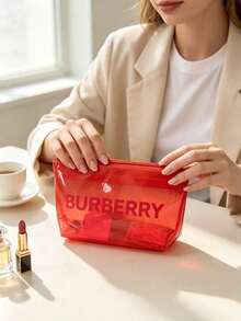 Burberry Tas Penyimpanan Perlengkapan Mandi Perjalanan Ringan, Tas Kosmetik dengan Jahitan Seragam yang Rapi dan Resleting, Lapisan Luar Tahan Noda dan Mudah Dibersihkan, Ideal untuk Perjalanan Bisnis dan Liburan Semalam - Rose Red - View 6