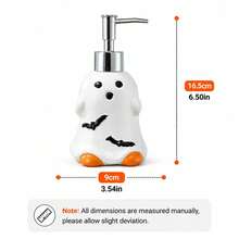 1pc Halloween Ghost Soap Dispenser, Cute Spooky Pump Bottle With Pumpkin And Bat Details, Refillable Liquid Hand Soap Lotion Dispenser For Bathroom Countertop Kitchen Sink, Fun Halloween Party Home Decor - Multicolor - View 11