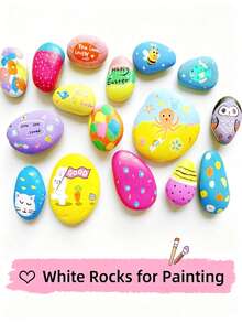 Medium Smooth White Painting Stones - Flat And Hand-Selected, Suitable For Crafts, Art, Decoration - No Chemicals, Smooth Surface For Even Effect, Ideal For Beginners And Handmade Projects, Craft Supplies, Art Projects, Decorative Stones - Multiple Styles - View 7