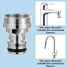 22mm Internal Thread/24mm External Thread Fine Thread Tap Adapter, -Plated Faucet Quick Connector, Kitchen Sink Mixer Tap Accessory, Washing Machine And Water Pipe Connector - Round - View 4