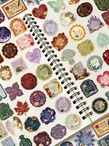 50PCS,Vintage English Transparent Stickers,PET Material,Scrapbook Supplies,Creative And Aesthetic Design Sticker,Suitable For Mobile Phone Cases,Tablets,Mobile Phone,Laptops,Suitcases,Cars,Notebooks,Helmet,Guitar,Skateboard,Storage Box,Computer, - 50pcs - View 1